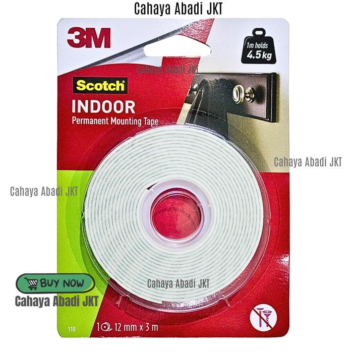 

Stok Baru 3M Indoor Permanent Mounting Double Tape 12 mm x 3 mm Scotch 110