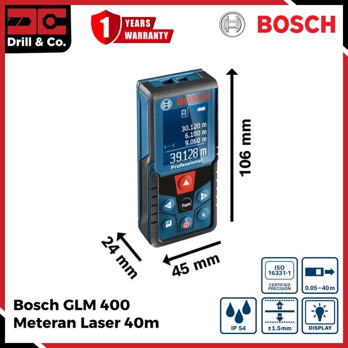 

Terlaris Bosch Glm 400 Laser Distance Meter / Pengukur Jarak Laser 40 Meter Ongkir Termurah