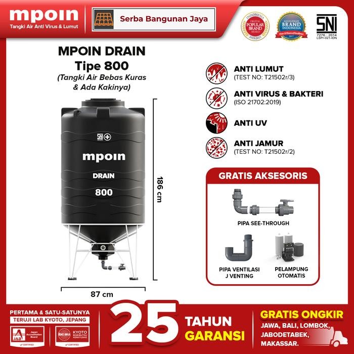 MPOIN DRAIN ( 800 Liter ) TANGKI TOREN AIR