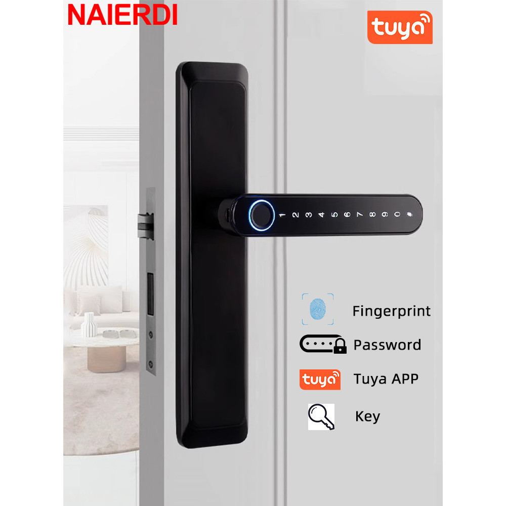 NAIERDI kunci pintu cerdas sidik jari, kunci pintu pintar sidik jari,