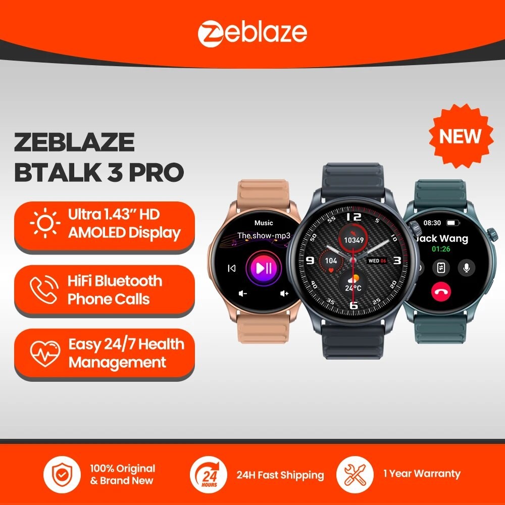 New Zeblaze Btalk 3 PRO Smart Watch AMOLED Display Hi-Fi Bluetooth