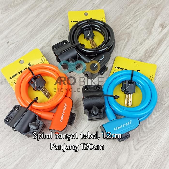 Gembok kunci pengaman sepeda helm motor United KS 515 kunci spiral
