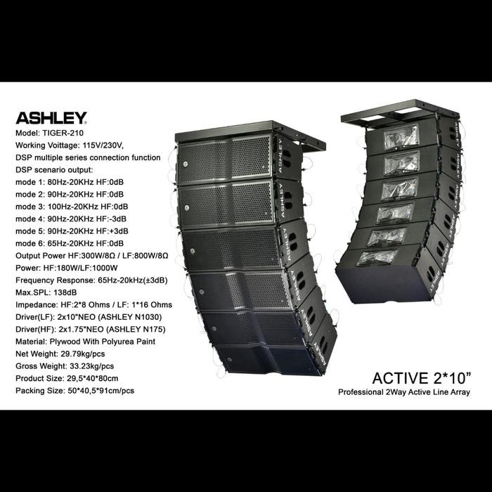 Speaker Aktif Line Array Ashley Tiger 210 2"X10" 2Way Active 1Pcs / 1Box Garansi Ashley