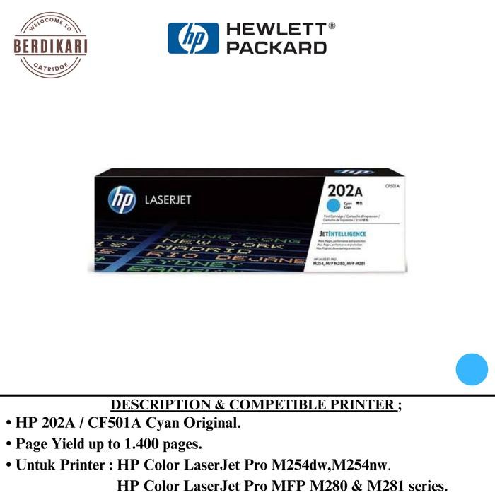 Toner HP 202A Cyan Original (CF501A) - Laserjet Cartridge