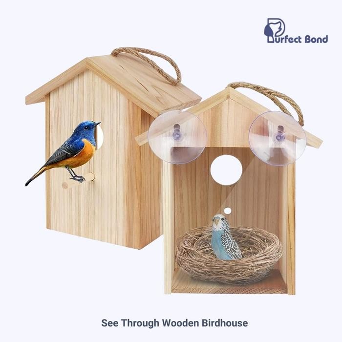 See Through Wooden Birdhouse Wooden Bird House Hanging Birdhouse for