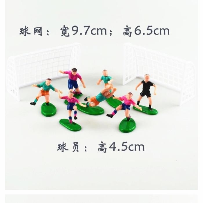 Figurine Set Tema Sepak Bola / Topper hiasan Kue Cake Ultah Sepak Bola