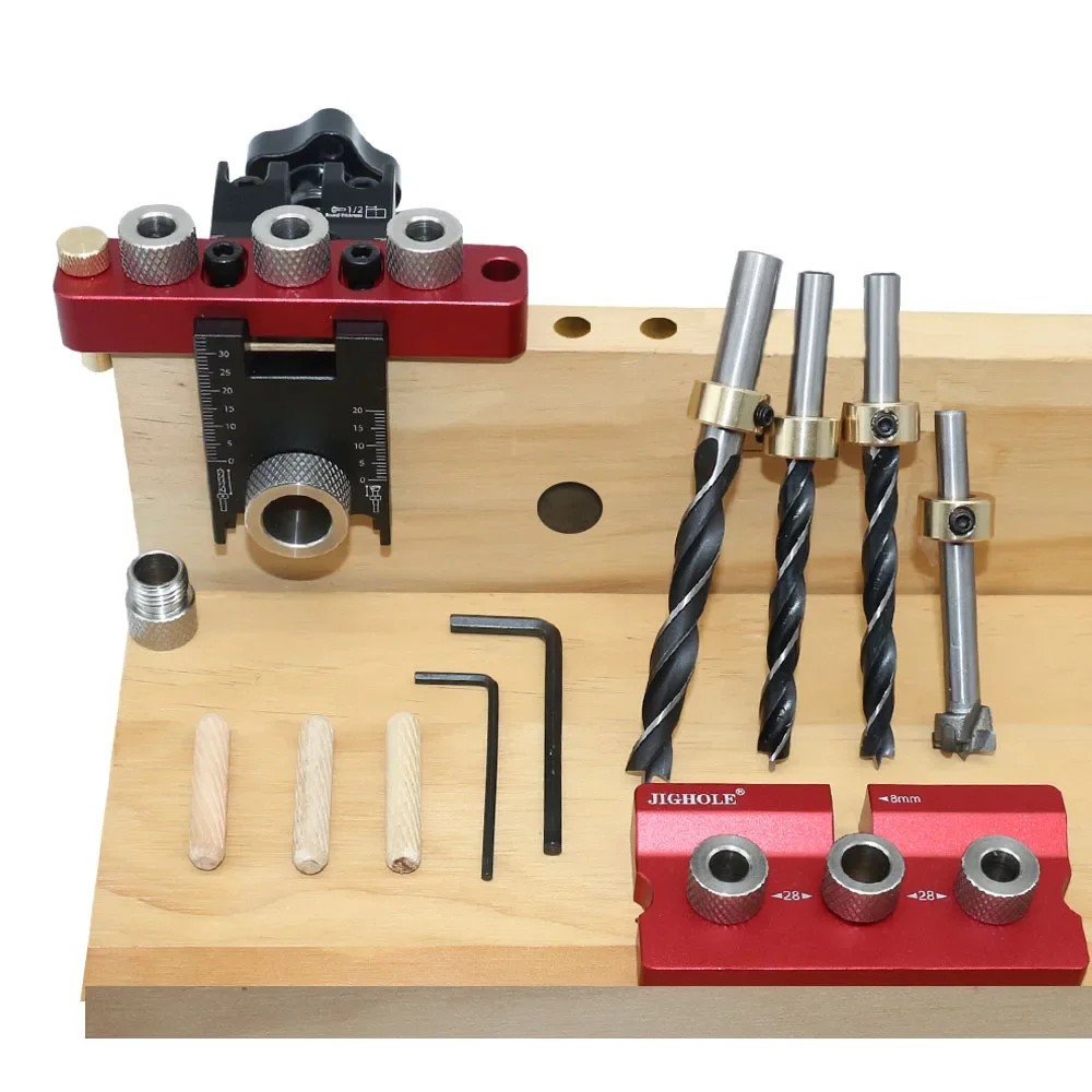 Adjustable Pocket Hole Jig Doweling Jig Kit 3 In 1 Drilling Guide Hole Locator Puncher for Furniture
