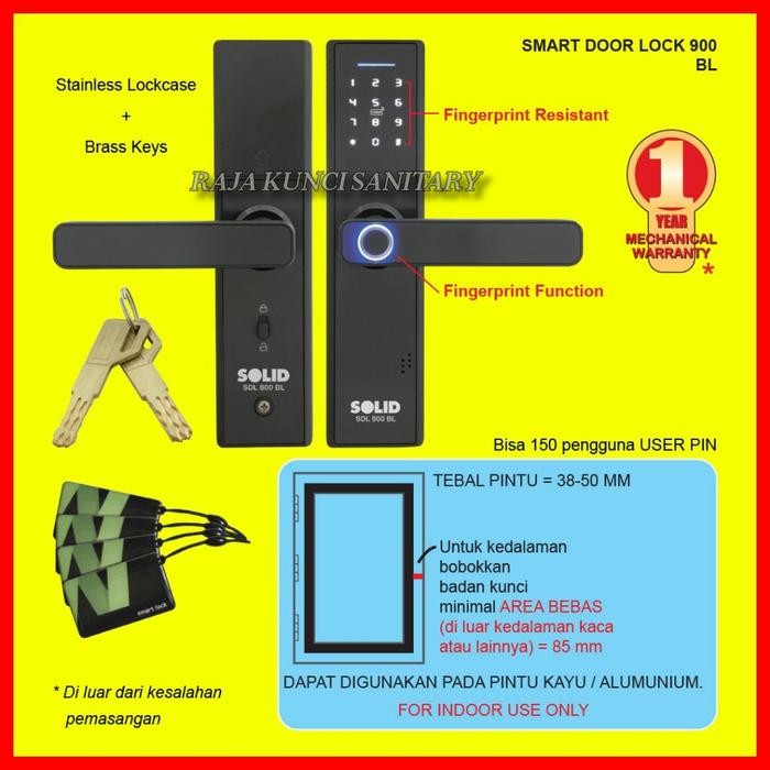 Hemat Solid Smart Door Lock Sdl 900 Bl/Smart Lock Solid/Kunci Digital Solid