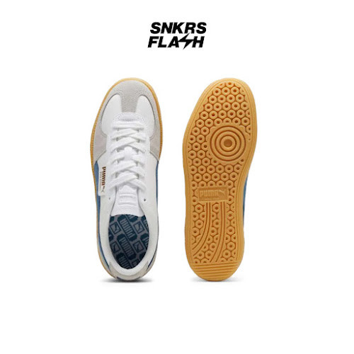 PUMA Palermo Lth White Blue Horizon Gum Sepatu Sneakers Pria - 39646414