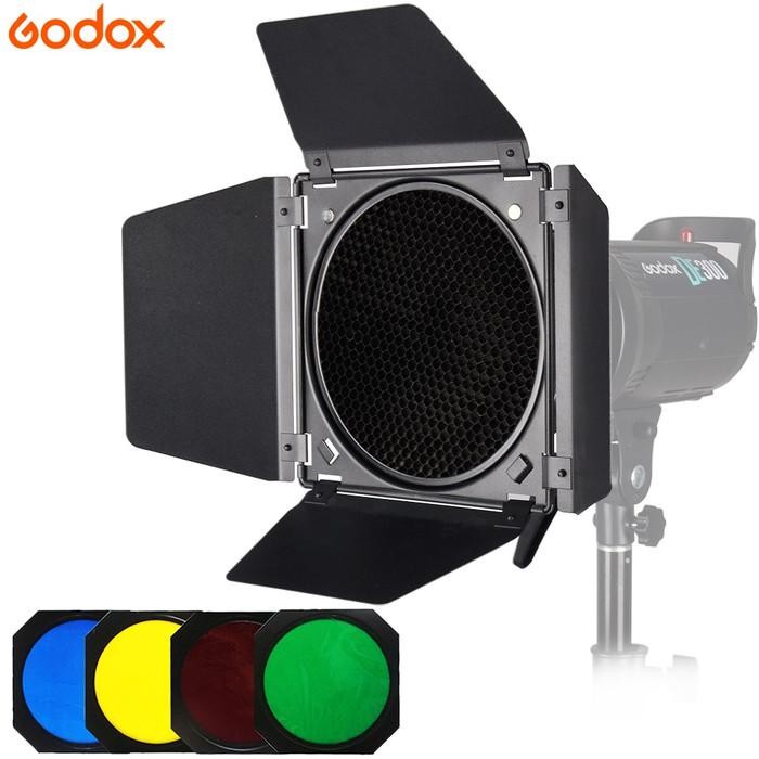 Viral Godox Bd-04 Barndoor Honeycomb Grid 4 Color Filter Sl60W Sl60 Sk400 Packing Aman