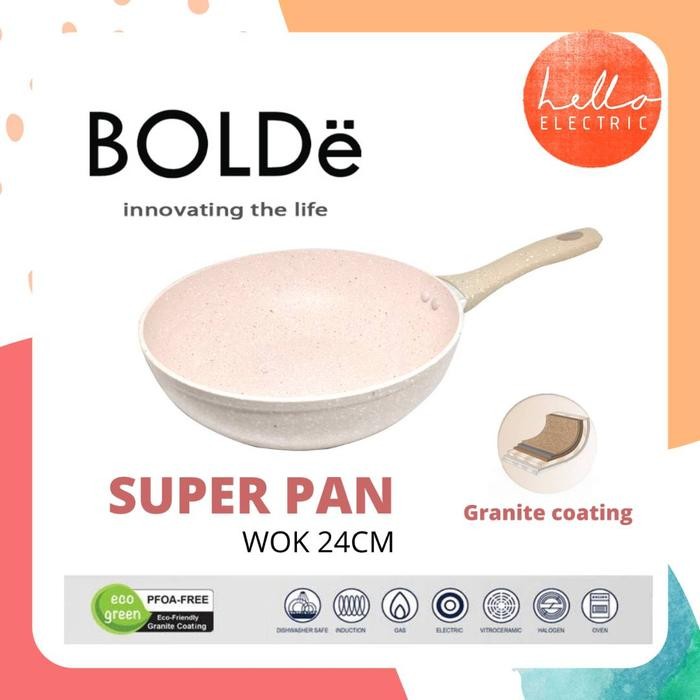 PREMIUM WAJAN BOLDE SUPER PAN GRANITE SERIES WOK 24 CM GRANIT