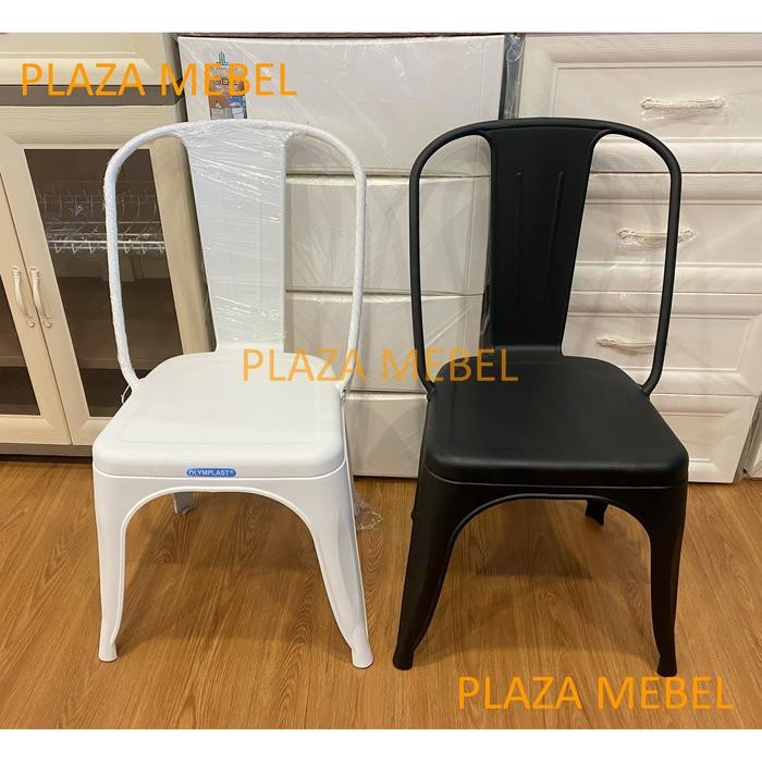 PREMIUM Kursi Cafe Olymplast Iron Chair / Kursi Teras / Susun / Makan Plastik ( Hitam / Putih )