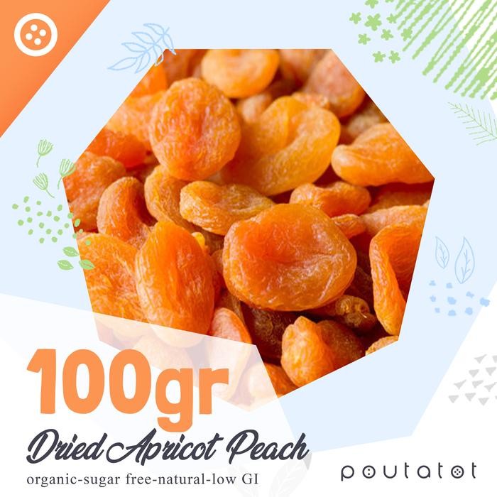 

PREMIUM Poutatot Dried Apricot Peach Persik Kering 100gr Buah Kering Topping Kue Makanan Sehat