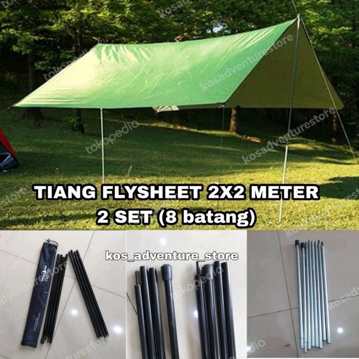 PREMIUM Tiang Flysheet 200x200 cm - Tent Set Frame Sepasang - Tiang flysheet