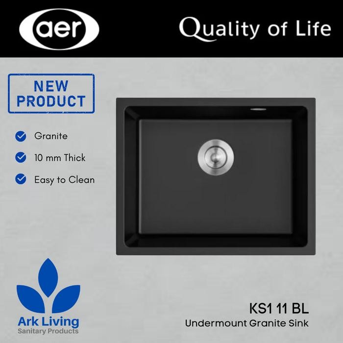 PREMIUM AER Undermount Sink Granite Bak Cuci Piring Granit KS1 11 BL