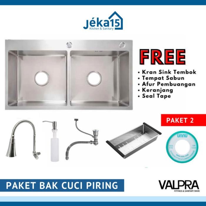 PREMIUM Bak Cuci Piring//Bak Sink Minimalis//2 Lubang//Valpra VHE-8245