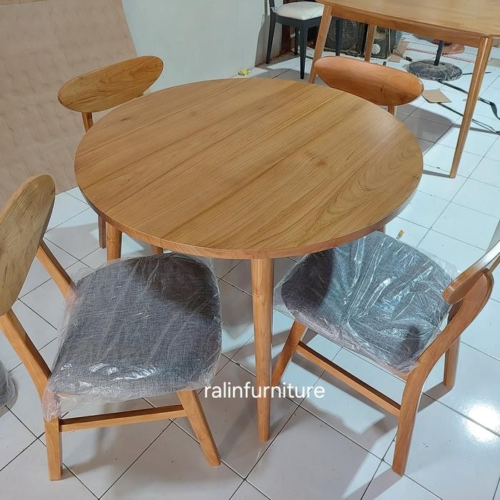 PREMIUM set meja makan, meja makan bulat, meja cafe kursi cafe