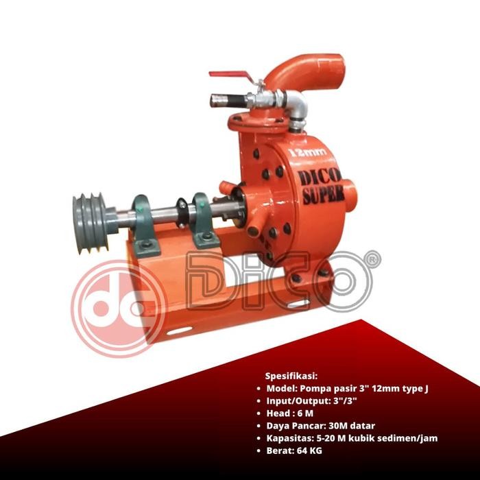 Pompa Pasir DICO Kato 3" 12mm Seri J dengan Body Tebal 12mm dan Kipas 2 Daun