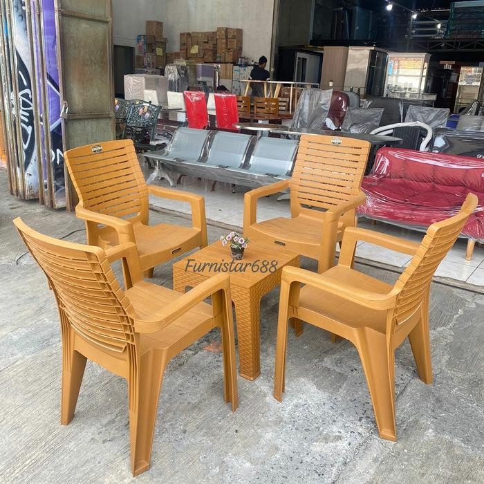 KURSI PLASTIK NAPOLLY SET SULTAN BIG RICH 4 KURSI BR811 + MEJAMAPAN 45
