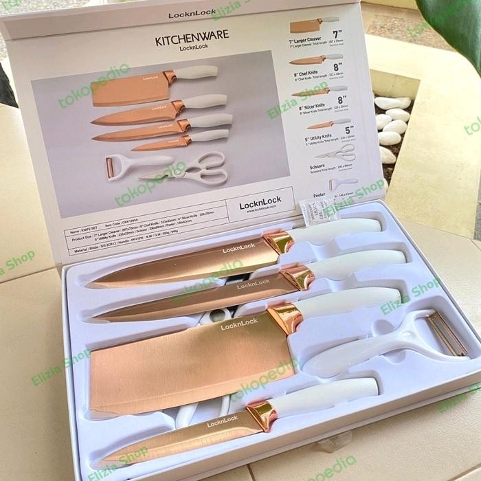 Terlaris Promo Kitchenware Lock N Lock Rose Gold Knife Set 6In1 Korea Brand