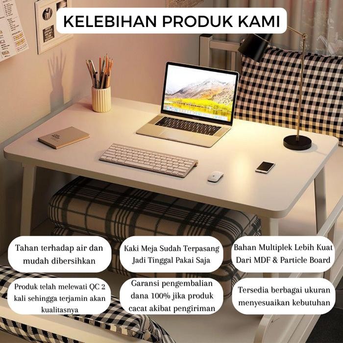 Omahfurniture.Id Meja Belajar Lipat Lesehan Kayu Aesthetic Minimalis Tinggi 33Cm 120X40 100X40 80X40