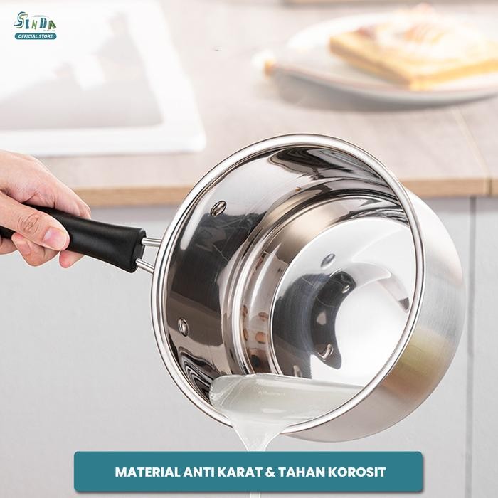 Kualitas No1 Sinda Panci Susu / Set Panci Stainless Tutup Kaca Panci Gagang Panci Sayur / Milk Pot