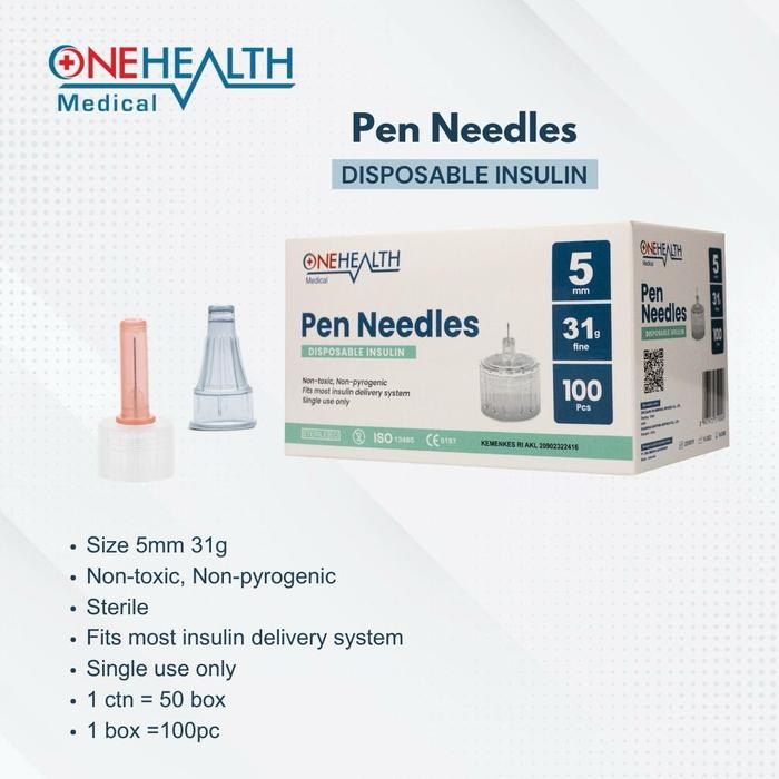 Onehealth Pen Needles Jarum Insulin Uk 4 Mm / Jarum Insulin Uk 5 Mm
