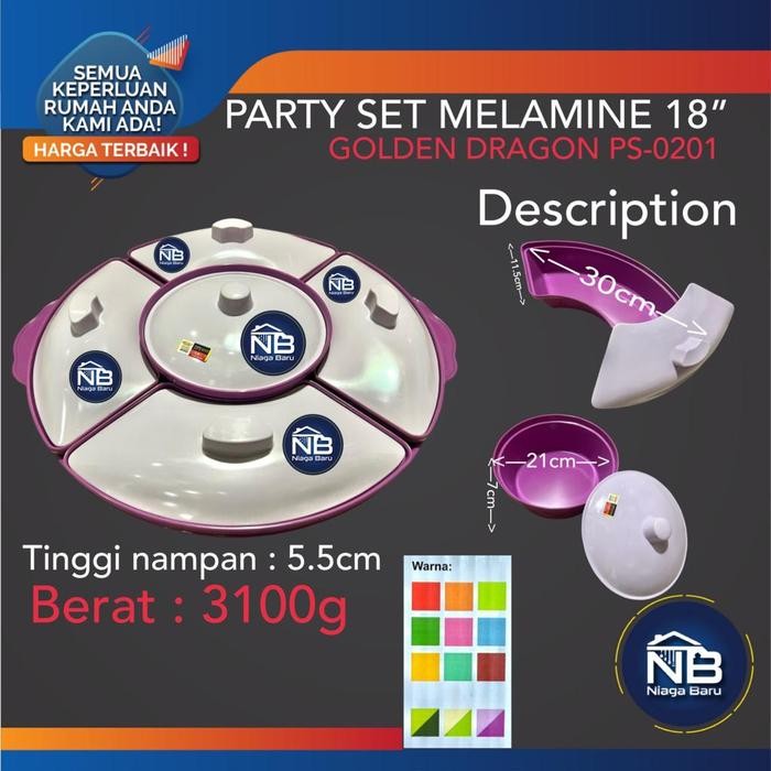 Party Set Melamin PS-0201 18 Inci Wadah Saji Prasmanan Melamine Golden