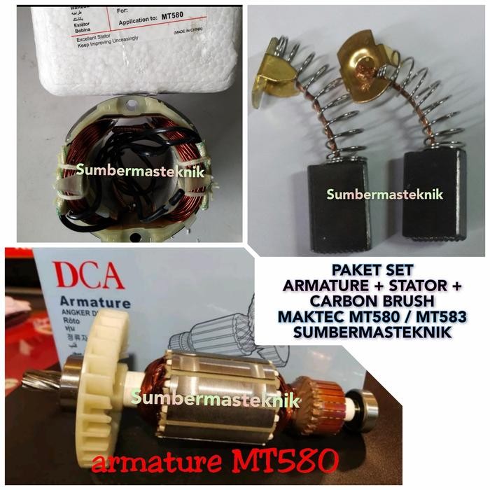 Paket Armature Stator Carbon Brush Maktec Mt580 / Mt583 Circular Saw