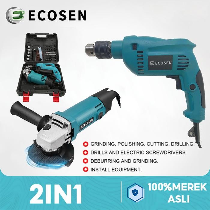 Ecosen 2In1 Bor Dan Gerinda Mesin Bor Listrik Gerinda Dan Bor Dapat Box Paket Lengkap Gerinda Bor