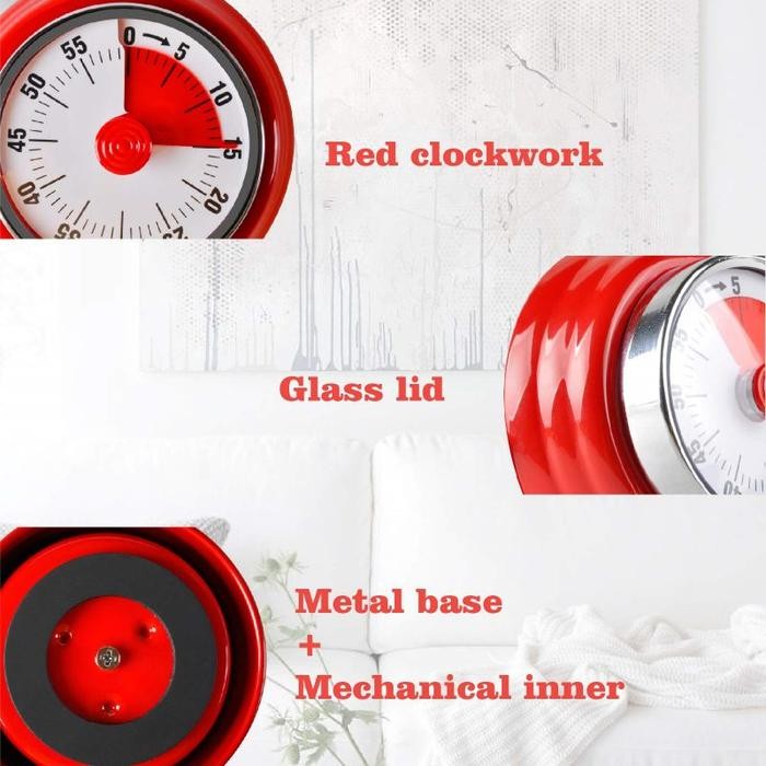 Timer Dapur Magnet Digital Manual Putar Mechanical Timer Alarm Masak