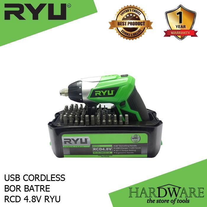 Usb Cordless Bor Batre Rcd 4.8V Ryu Mini Baterai Obeng Kecil