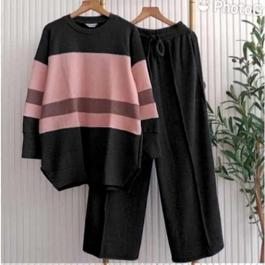 Oneset Vioni Setelan Celana Kulot Kombinasi Crinkle Airflow Ld 110 // Setelan Celana Kulot Wanita //