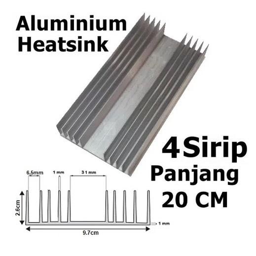 Heatsink 4 Sirip 20Cm Audio Pendingin Heat Sink 20Cm Lubang Transistor