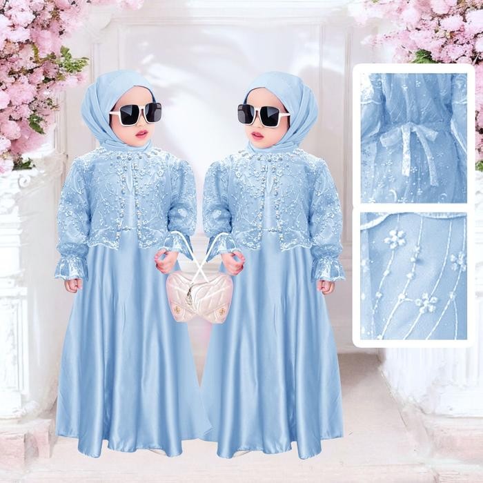 BEST SELLER Gamis anak perempuan muslim model baru fashion gaun pesta anak lucu Slavina Kid
