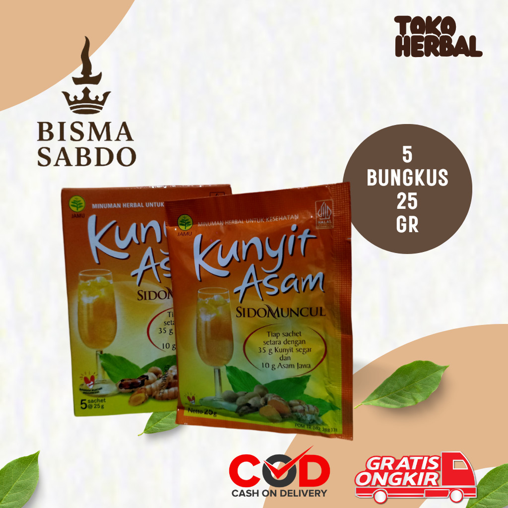 

Bisma Sabdo - Kunyit Asam Sidomuncul Asli Box Isi 5 @25gr Asam Sirih Pelangsing Perut
