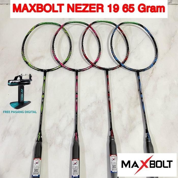 Raket Badminton MaxBolt Nezer 19 65gr 7u 8u 30lbs Original