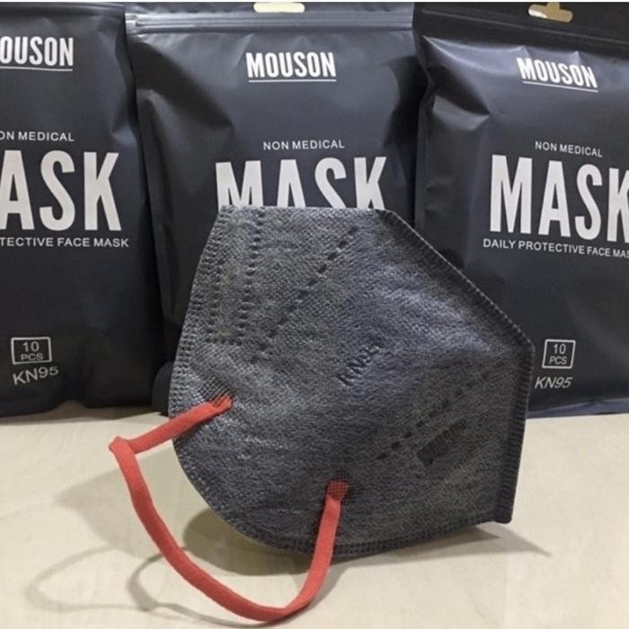 Masker KN95 Mouson ORIGINAL 5ply Premium JeansDenim Series-Tali Merah