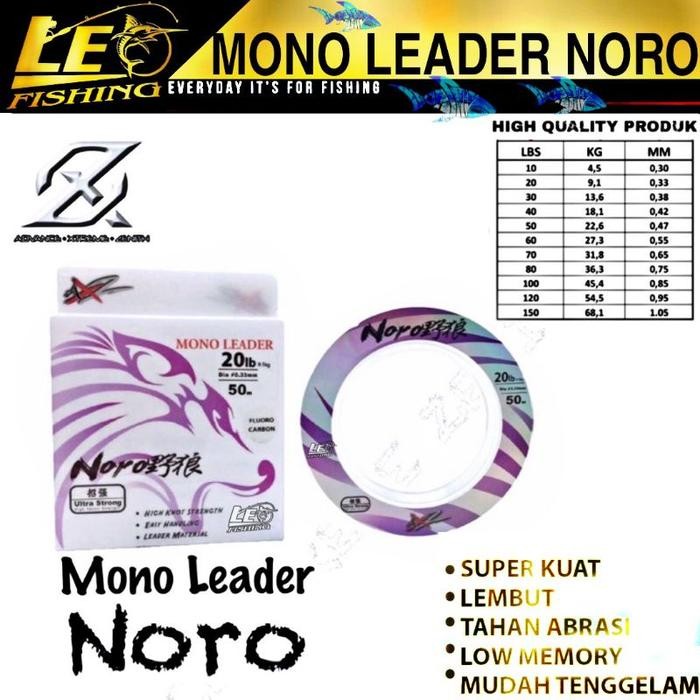 SENAR PANCING MONO LEADER NORO 50M 10LB 20LB 30LB 40LB 50LB