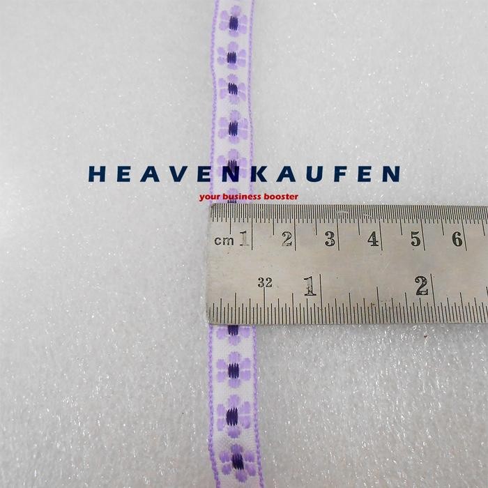 Pita Renda 1 cm Motif Bunga Ungu Muda - Ungu Per Rol 22 Meter