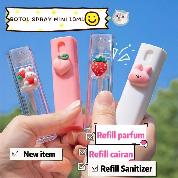 Botol spray mini portable 10ml motif kartun lucu untuk parfum