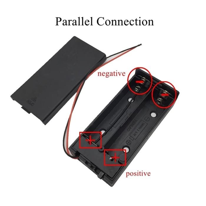 Holder Baterai 2 x 18650 PARALEL + Tutup + Saklar + Kabel