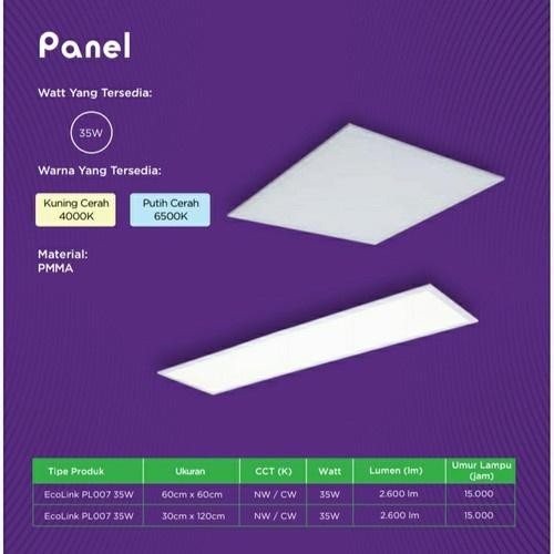 Lampu Panel Kotak Kantor Bengkel Variasi Plafon LED Ecolink
