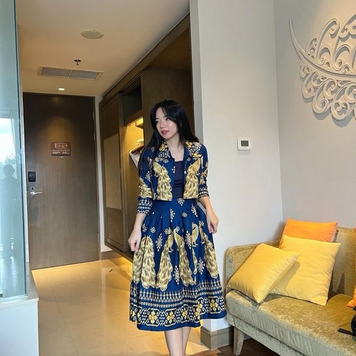 HERFIT caitlyn dress + blazer batik midi dress ( set dress batik pendek )