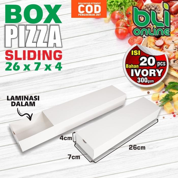 Box Pizza Sliding POLOS 26 x 7 x 4 / isi 20pcs / Box Pizza Panjang / Box Pizza persegi / Kotak Pizza
