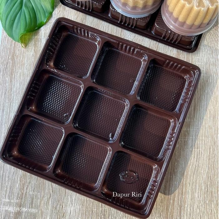 Mika Tray + Tutup Sekat 9 / Mika Kemasan Puding Mini / Box Pudding Sekat
