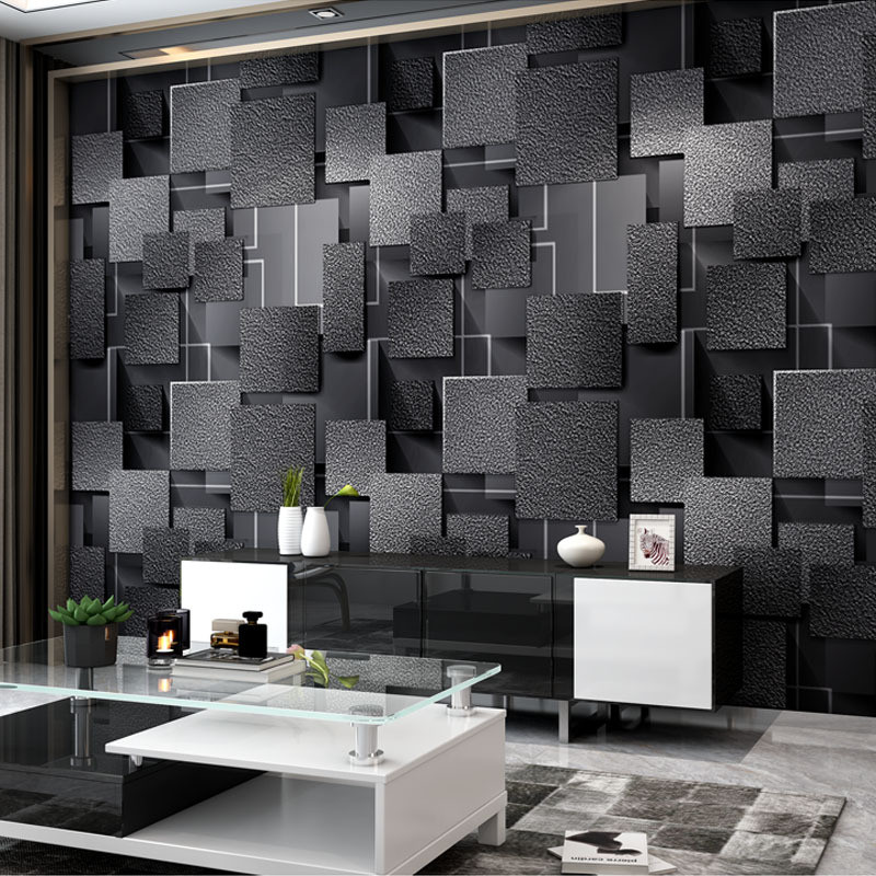 3D Wallpaper Imitation Deerskin Velvet Geometric Pattern Bedroom