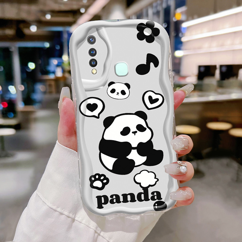 Casing Hp Untuk VIVO Y19 VIVO Y5s Case Casing Softcase Panda merah Kesing krim baru HP pelindung sil