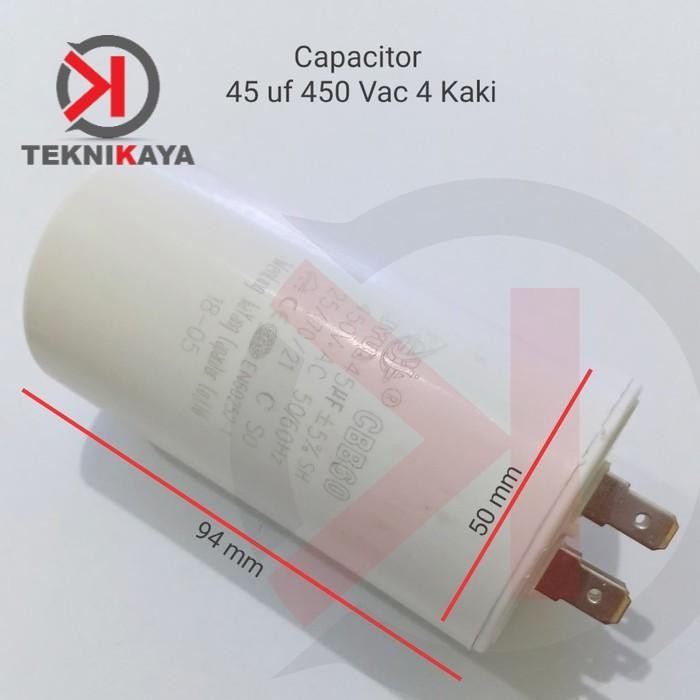 Capacitor Kapasitor 45 UF 450 VAC 4 Kaki
