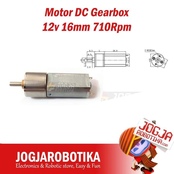 MOTOR DC GEARBOX 12V 16MM 710RPM